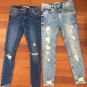 Zara girlfriend fit light wash distressed jeans